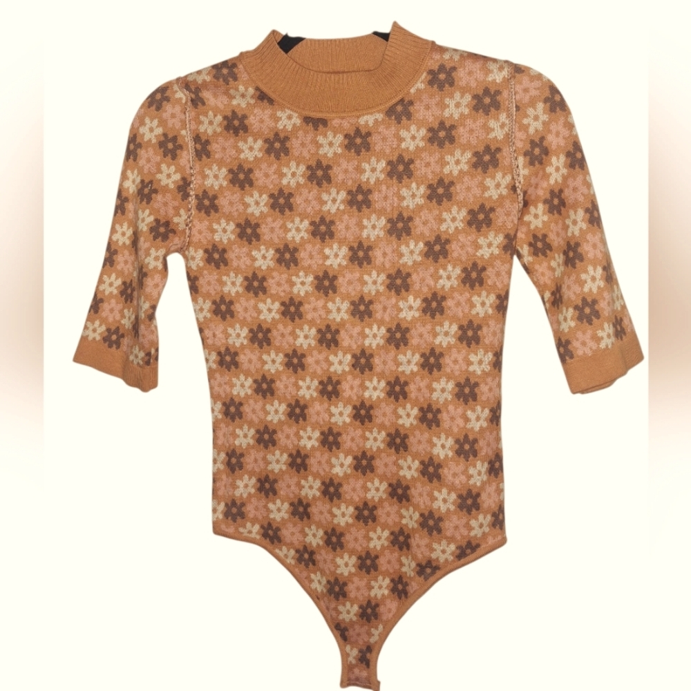 Free People Intimately Hippie Boho Floral Winter Warmer Bodysuit Size XSMALL - Picture 8 of 9